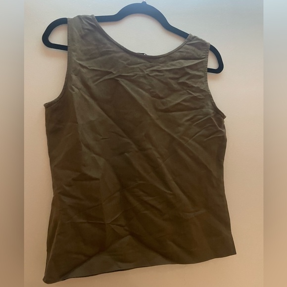 Olive Green Linen Blend Tank - Picture 2 of 4